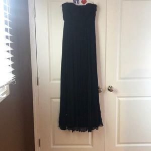 J crew black strapless long chiffon bridesmaid